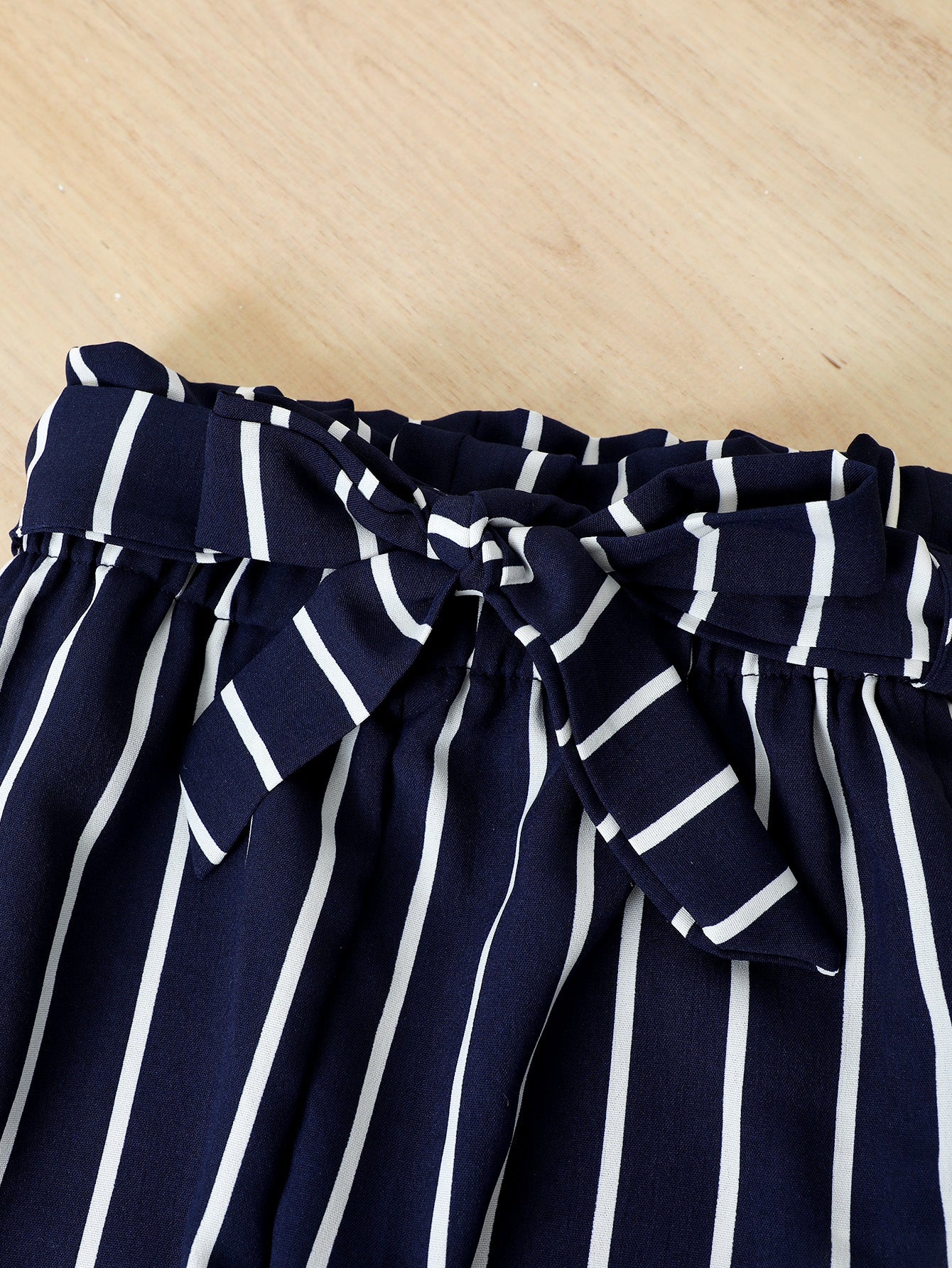 Frill Trim Cropped Top and Striped Pants Set Trendsi