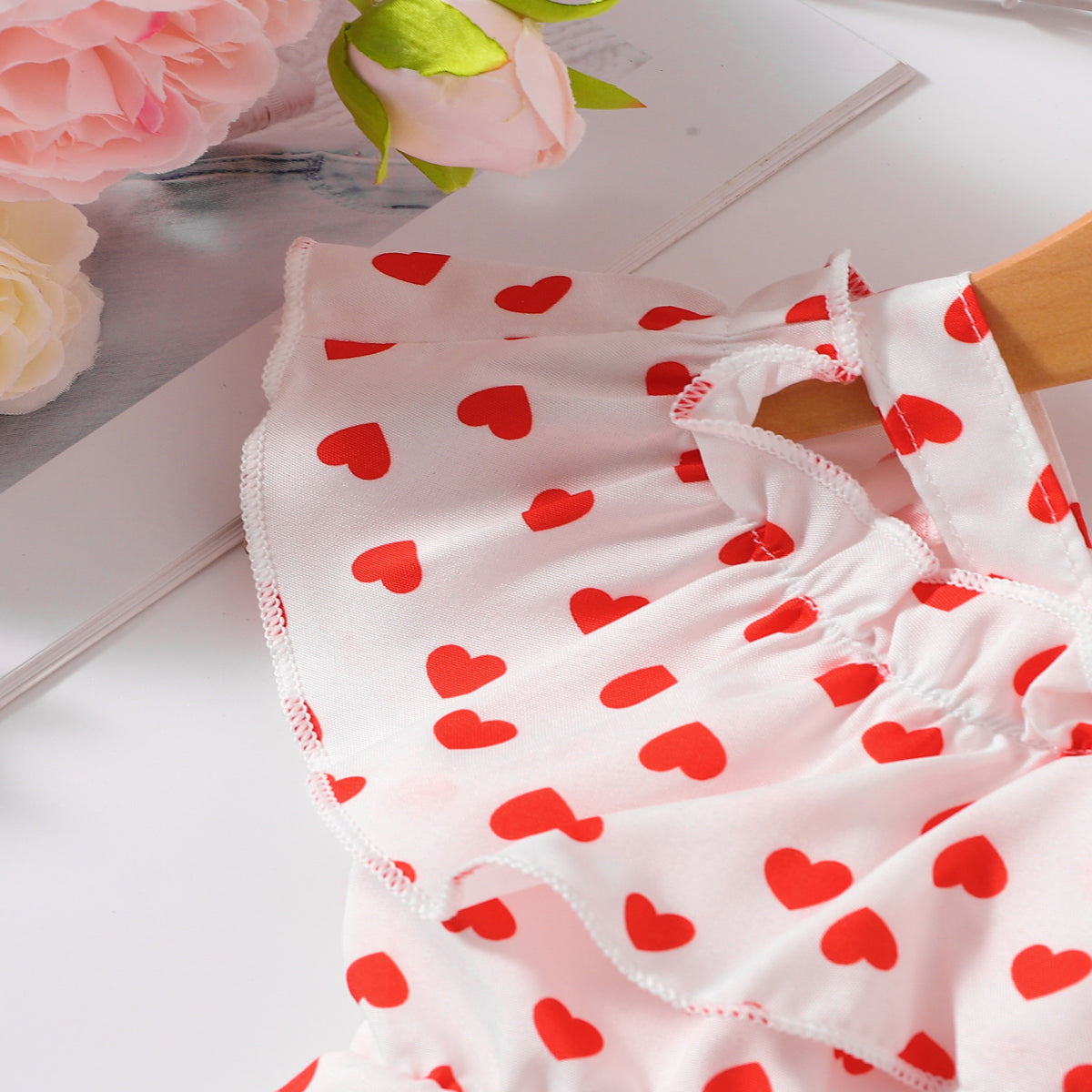 Printed Frill Trim Ruffle Hem Dress Trendsi