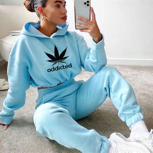 New Sweatshirts Pullover Hoodies Pants Suit Home Sweatpants Trousers Outfits Solid Casual Women Sports Two Pieces Set Tracksuit Rose’Mon Retail